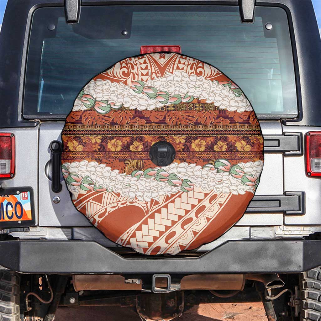 Aloha Hawaii Mikioi Lei Spare Tire Cover Beige Tropical Flower Pattern LT14 Beige - Polynesian Pride