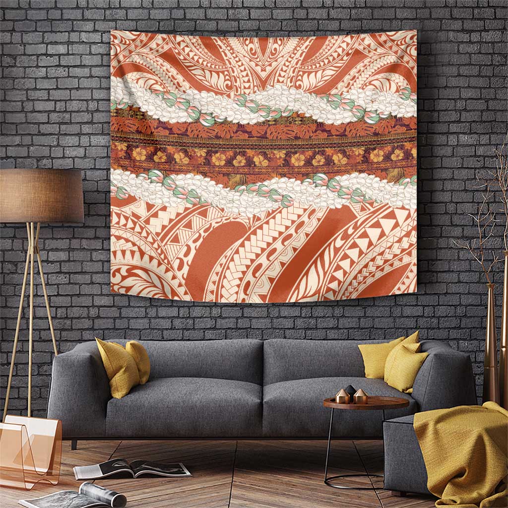 Aloha Hawaii Mikioi Lei Tapestry Beige Tropical Flower Pattern LT14 Beige - Polynesian Pride