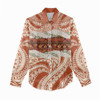 Aloha Hawaii Mikioi Lei Women Casual Shirt Beige Tropical Flower Pattern LT14 - Polynesian Pride