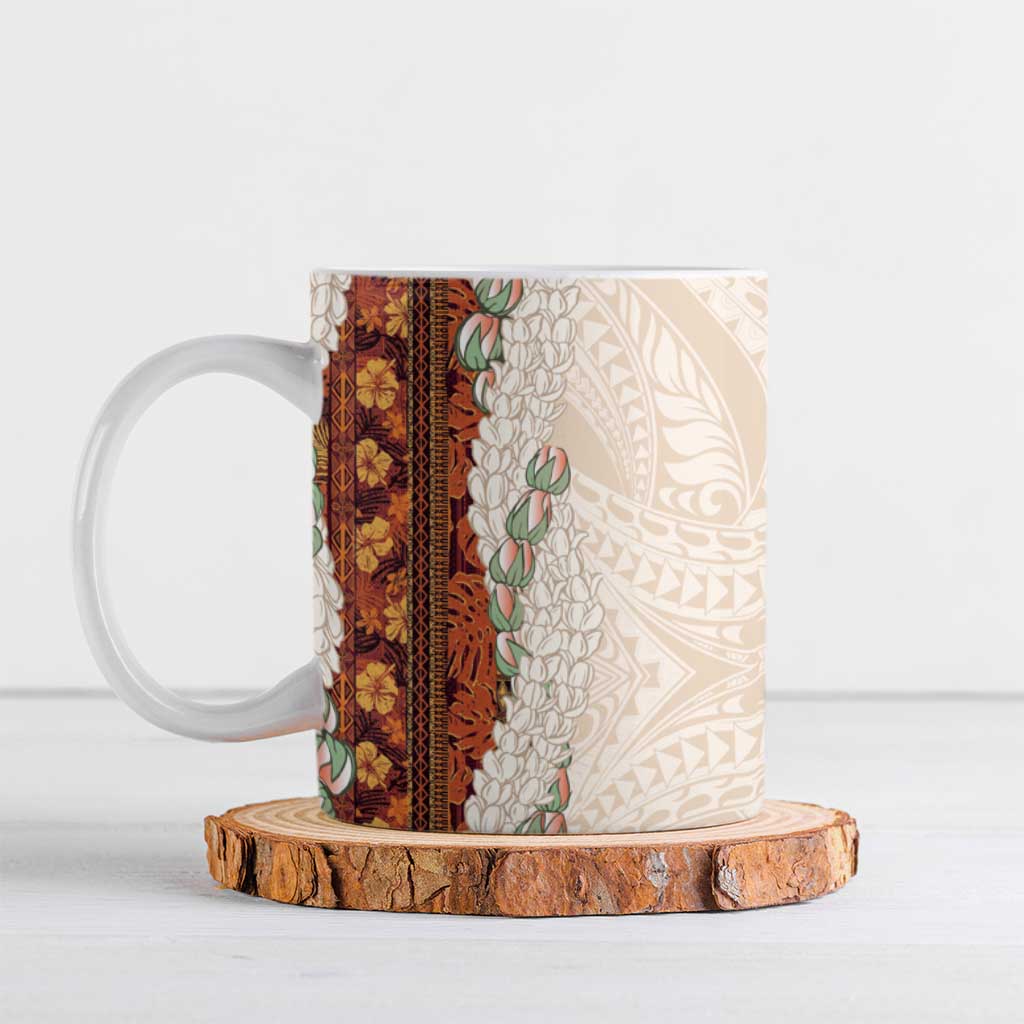 Aloha Hawaii Mikioi Lei Ceramic Mug Cattail Red Tropical Flower Pattern LT14 Cattail Red - Polynesian Pride