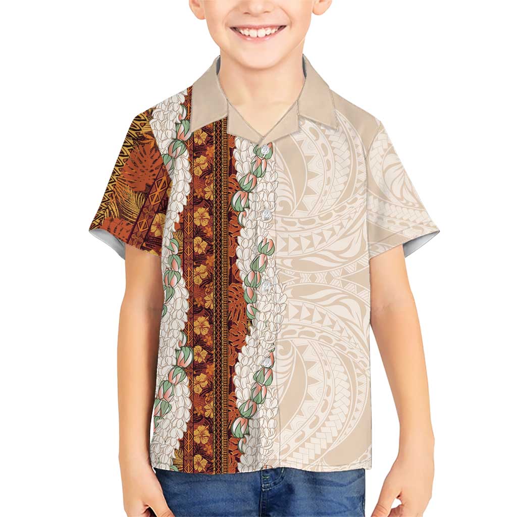 Aloha Hawaii Mikioi Lei Kid Hawaiian Shirt Cattail Red Tropical Flower Pattern LT14 Kid Cattail Red - Polynesian Pride