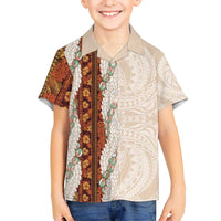 Aloha Hawaii Mikioi Lei Kid Hawaiian Shirt Cattail Red Tropical Flower Pattern LT14 Kid Cattail Red - Polynesian Pride