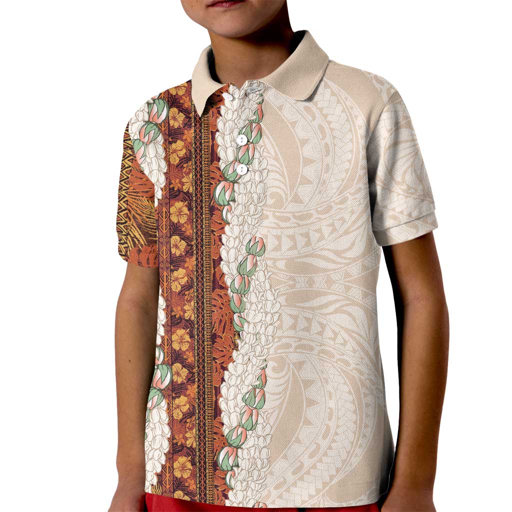Aloha Hawaii Mikioi Lei Kid Polo Shirt Cattail Red Tropical Flower Pattern LT14 Kid Cattail Red - Polynesian Pride