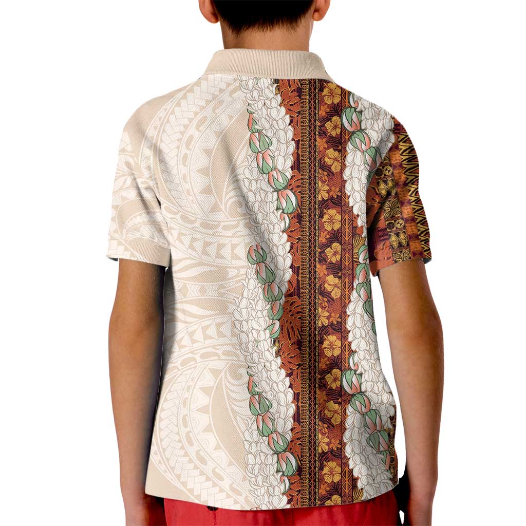 Aloha Hawaii Mikioi Lei Kid Polo Shirt Cattail Red Tropical Flower Pattern LT14 - Polynesian Pride