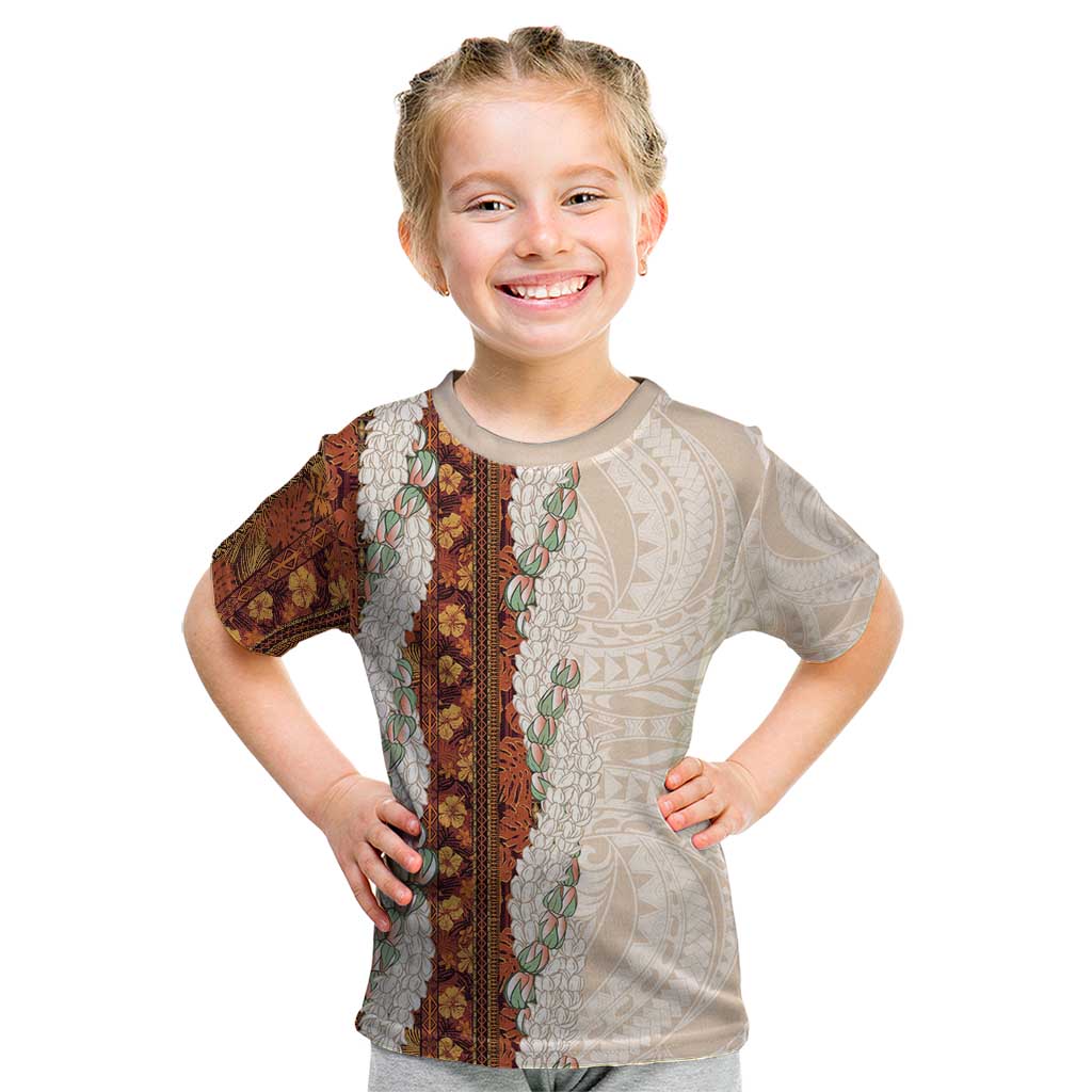Aloha Hawaii Mikioi Lei Kid T Shirt Cattail Red Tropical Flower Pattern LT14 Cattail Red - Polynesian Pride