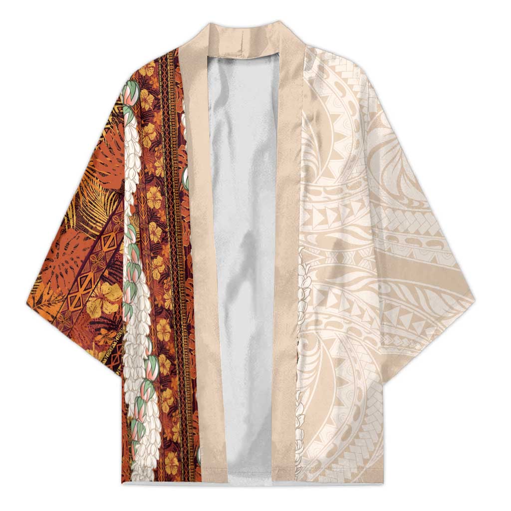 Aloha Hawaii Mikioi Lei Kimono Cattail Red Tropical Flower Pattern LT14 Unisex Cattail Red - Polynesian Pride