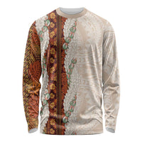 Aloha Hawaii Mikioi Lei Long Sleeve Shirt Cattail Red Tropical Flower Pattern LT14 Unisex Cattail Red - Polynesian Pride