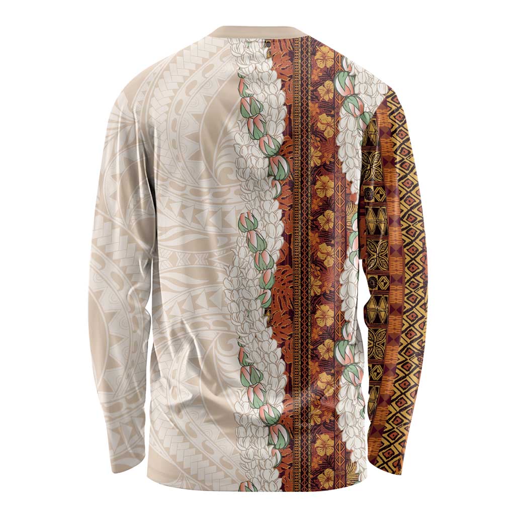 Aloha Hawaii Mikioi Lei Long Sleeve Shirt Cattail Red Tropical Flower Pattern LT14 - Polynesian Pride