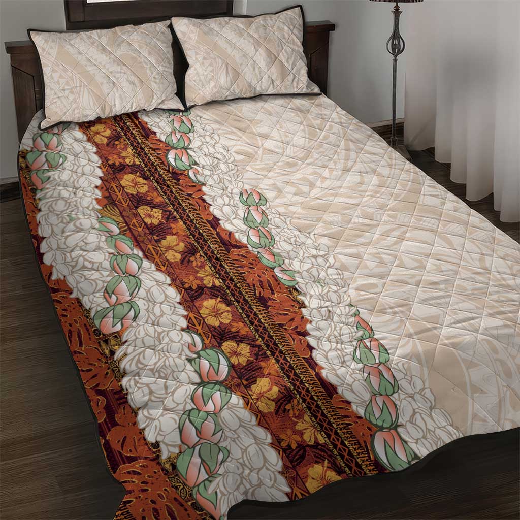Aloha Hawaii Mikioi Lei Quilt Bed Set Cattail Red Tropical Flower Pattern LT14 Cattail Red - Polynesian Pride