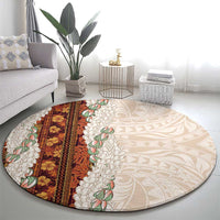 Aloha Hawaii Mikioi Lei Round Carpet Cattail Red Tropical Flower Pattern LT14 - Polynesian Pride