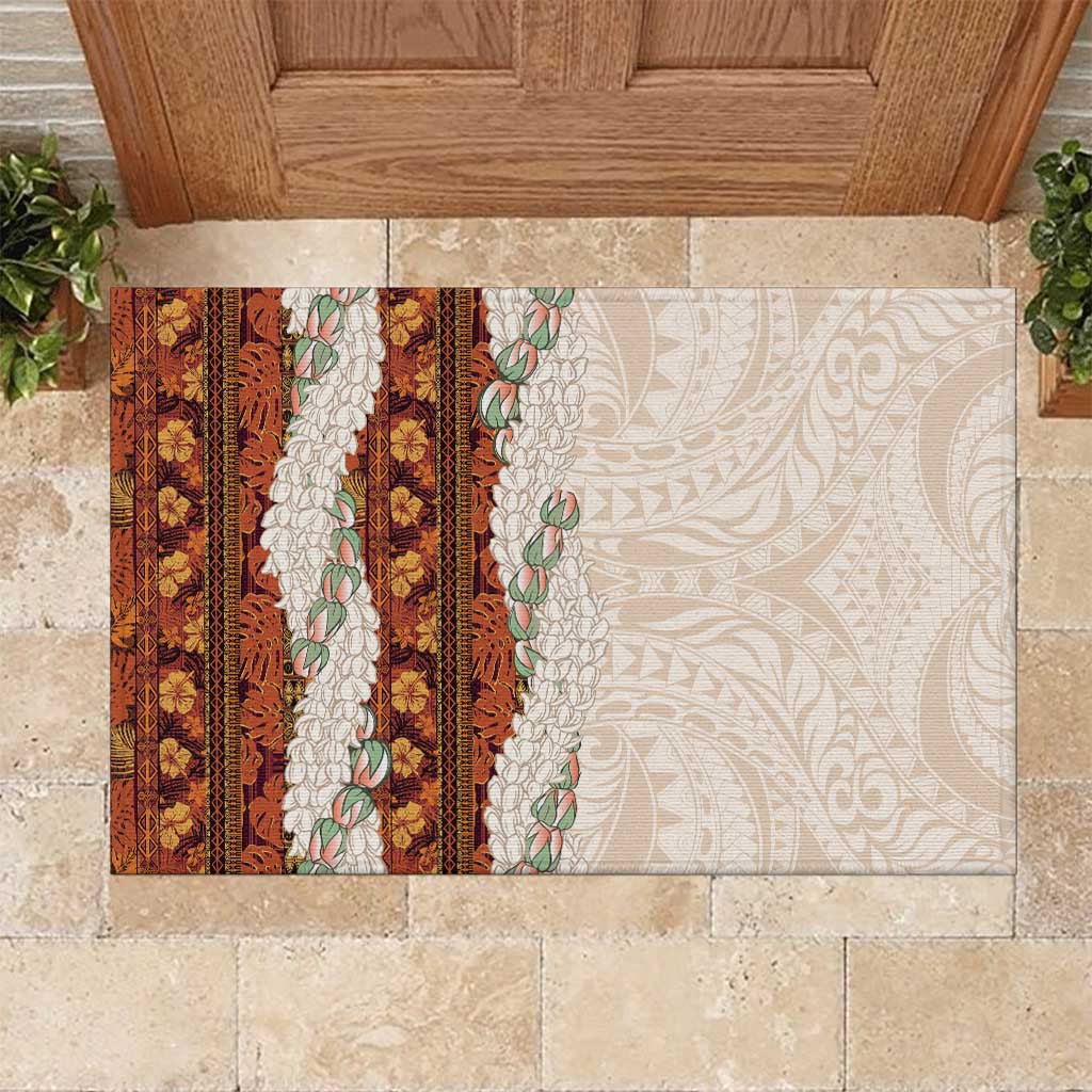 Aloha Hawaii Mikioi Lei Rubber Doormat Cattail Red Tropical Flower Pattern LT14 Cattail Red - Polynesian Pride