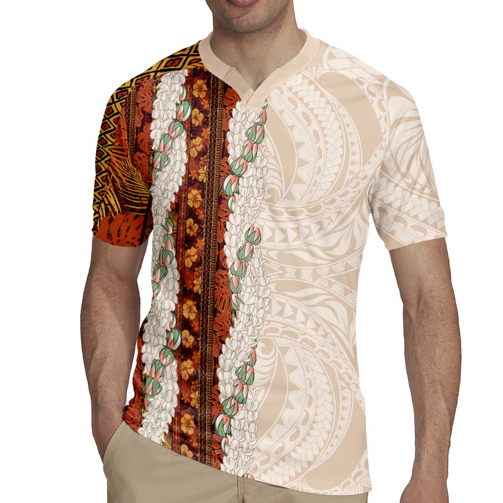 Aloha Hawaii Mikioi Lei Rugby Jersey Cattail Red Tropical Flower Pattern LT14 - Polynesian Pride