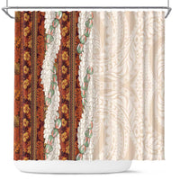 Aloha Hawaii Mikioi Lei Shower Curtain Cattail Red Tropical Flower Pattern LT14 Cattail Red - Polynesian Pride