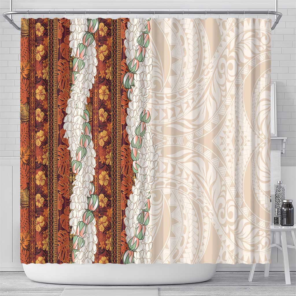 Aloha Hawaii Mikioi Lei Shower Curtain Cattail Red Tropical Flower Pattern LT14 - Polynesian Pride