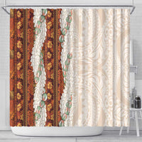 Aloha Hawaii Mikioi Lei Shower Curtain Cattail Red Tropical Flower Pattern LT14 - Polynesian Pride