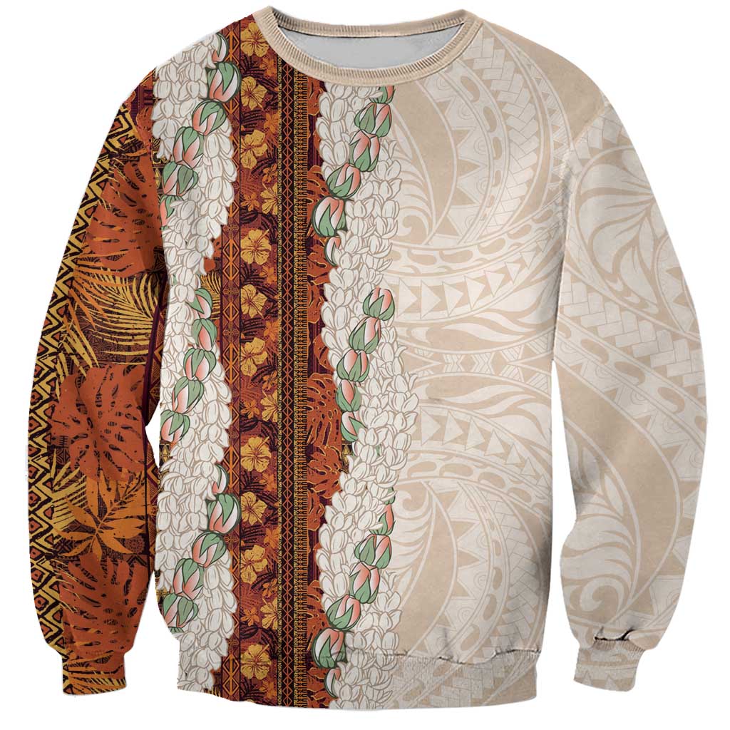 Aloha Hawaii Mikioi Lei Sweatshirt Cattail Red Tropical Flower Pattern LT14 Unisex Cattail Red - Polynesian Pride