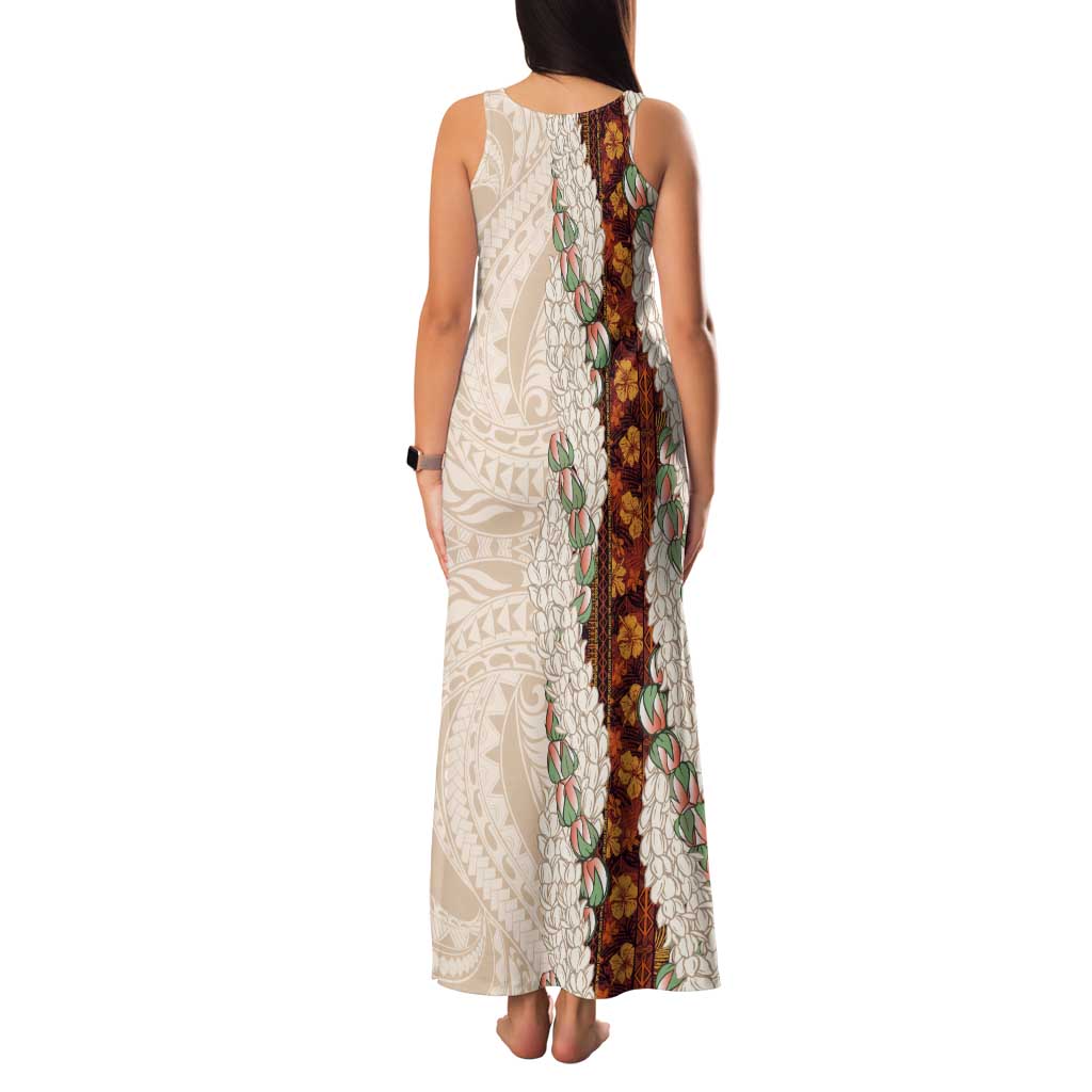 Aloha Hawaii Mikioi Lei Tank Maxi Dress Cattail Red Tropical Flower Pattern LT14 - Polynesian Pride