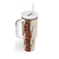 Aloha Hawaii Mikioi Lei Tumbler With Handle Cattail Red Tropical Flower Pattern LT14 - Polynesian Pride