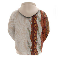 Aloha Hawaii Mikioi Lei Zip Hoodie Cattail Red Tropical Flower Pattern LT14 - Polynesian Pride