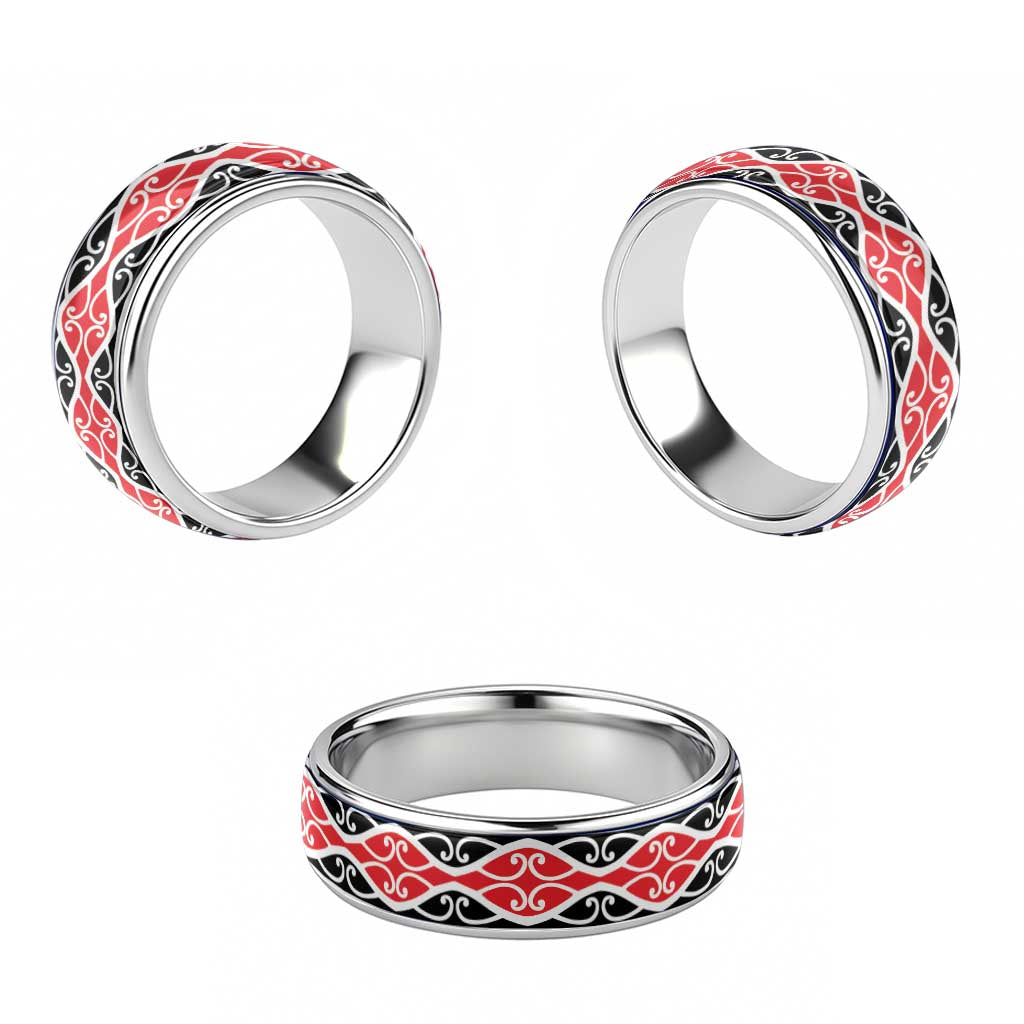 New Zealand Patiki Kowhaiwhai Motif Classic Ring LT14 - Polynesian Pride