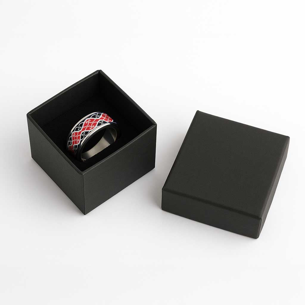 New Zealand Patiki Kowhaiwhai Motif Classic Ring LT14 - Polynesian Pride