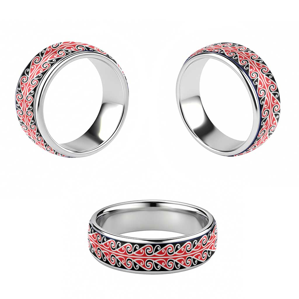 New Zealand Ngaru Kowhaiwhai Motif Classic Ring LT14 - Polynesian Pride