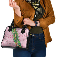 Koi Fish Sakura Japan Shoulder Handbag Eternal Flow Cherry Blossom Seigaiha Pattern
