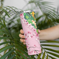 Koi Fish Sakura Japan Skinny Tumbler Eternal Flow Cherry Blossom Seigaiha Pattern LT14 - Polynesian Pride