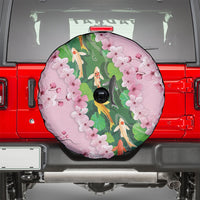 Koi Fish Sakura Japan Spare Tire Cover Eternal Flow Cherry Blossom Seigaiha Pattern