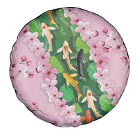 Koi Fish Sakura Japan Spare Tire Cover Eternal Flow Cherry Blossom Seigaiha Pattern