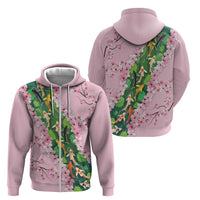 Koi Fish Sakura Japan Zip Hoodie Eternal Flow Cherry Blossom Seigaiha Pattern