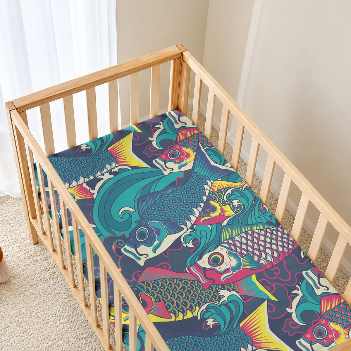 Japan Koinobori Baby Bed Cover Japanese Koi Flag Waves Pattern LT14 - Polynesian Pride