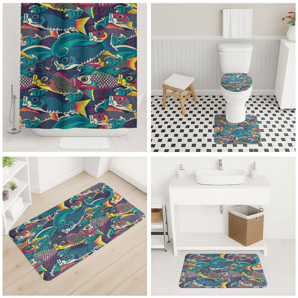 Japan Koinobori Bathroom Set Japanese Koi Flag Waves Pattern LT14 - Polynesian Pride