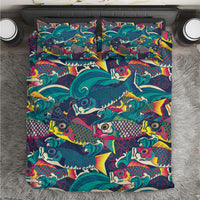 Japan Koinobori Bedding Set Japanese Koi Flag Waves Pattern LT14 Blue - Polynesian Pride