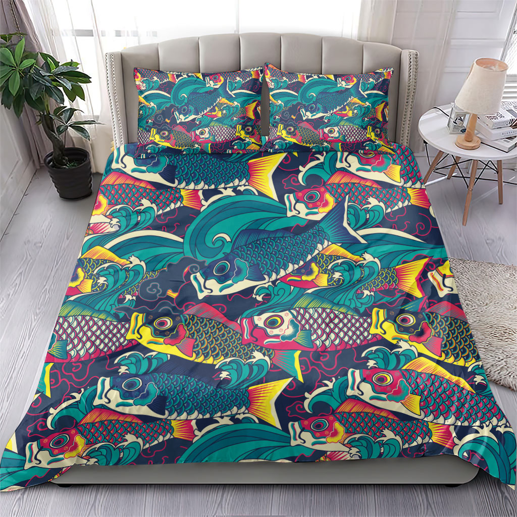 Japan Koinobori Bedding Set Japanese Koi Flag Waves Pattern LT14 - Polynesian Pride
