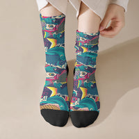 Japan Koinobori Crew Socks Japanese Koi Flag Waves Pattern LT14 Crew Socks Blue - Polynesian Pride