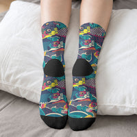 Japan Koinobori Crew Socks Japanese Koi Flag Waves Pattern LT14 - Polynesian Pride