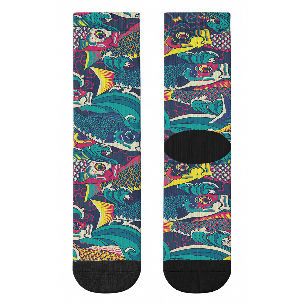 Japan Koinobori Crew Socks Japanese Koi Flag Waves Pattern LT14 - Polynesian Pride