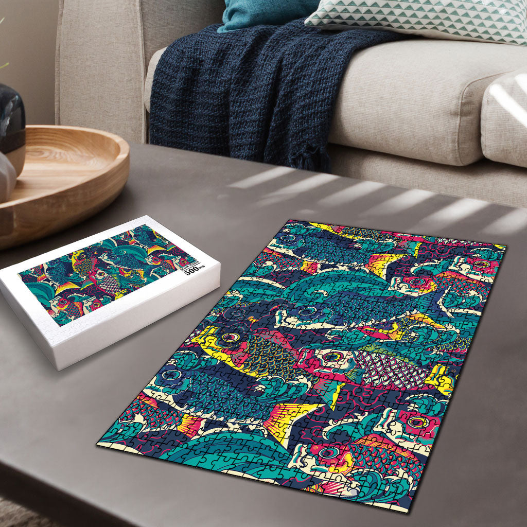 Japan Koinobori Puzzle Japanese Koi Flag Waves Pattern