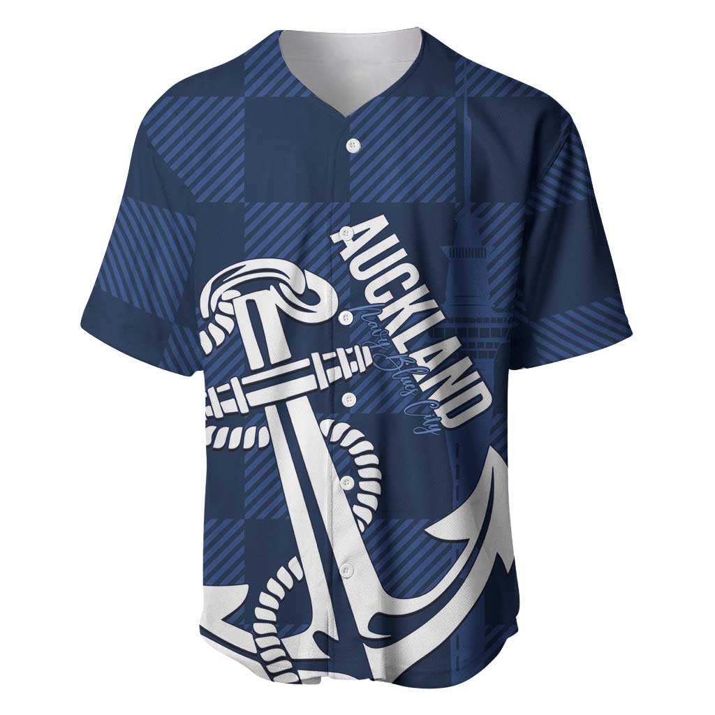 New Zealand Auckland Football Custom Baseball Jersey Navy Blue City Anchor Sky Tower Symbol LT14 Navy Blue - Polynesian Pride