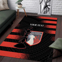 Custom New Caledonia Football Area Rug Allez Les Cagous Polynesian Pattern LT14 Black - Polynesian Pride