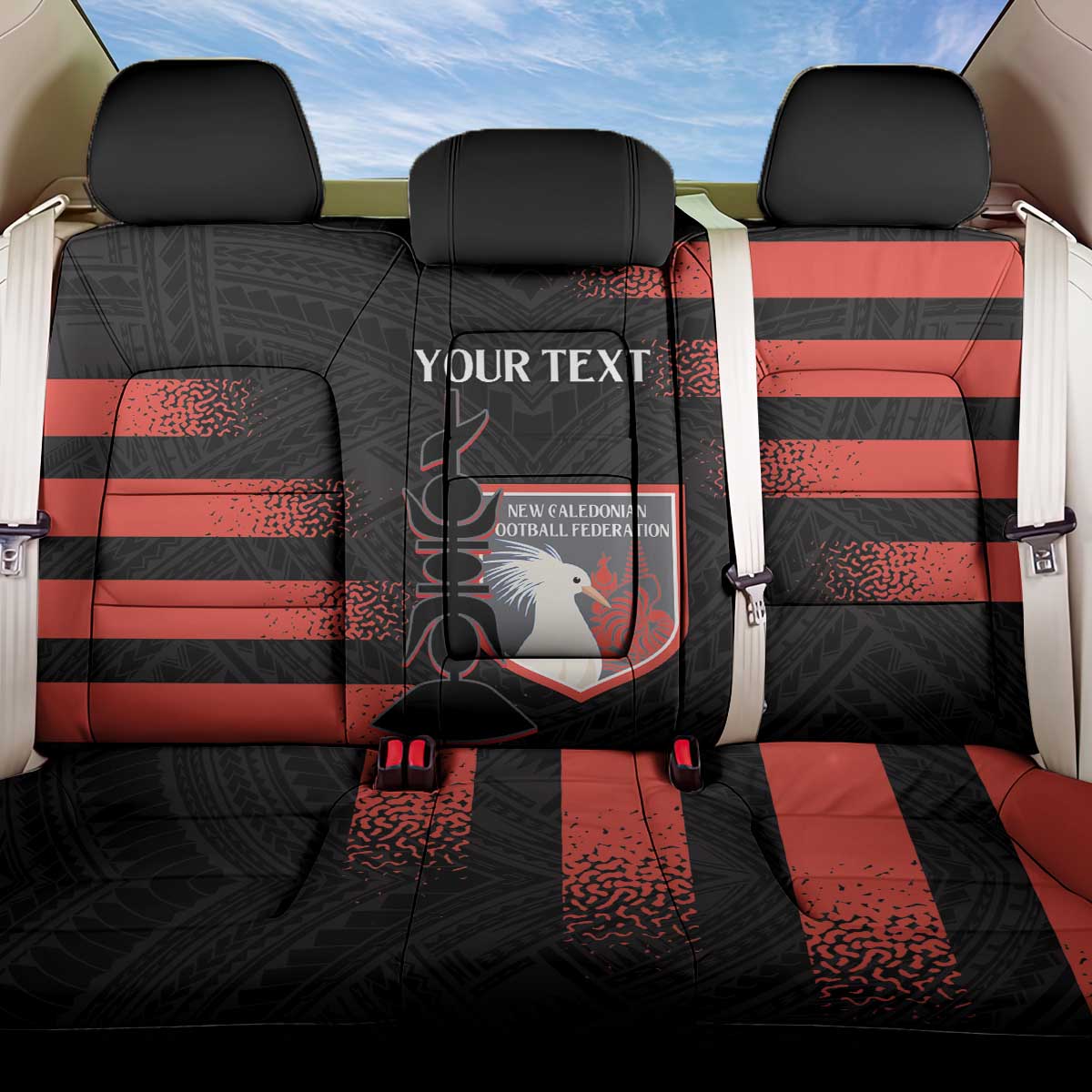 Custom New Caledonia Football Back Car Seat Cover Allez Les Cagous Polynesian Pattern LT14 One Size Black - Polynesian Pride