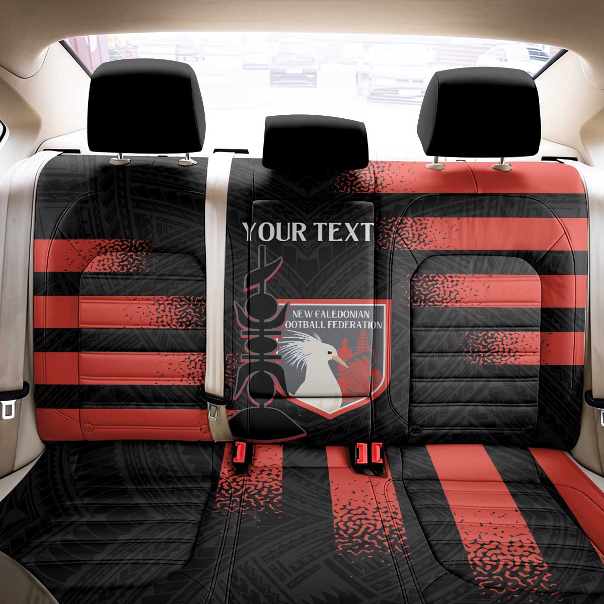 Custom New Caledonia Football Back Car Seat Cover Allez Les Cagous Polynesian Pattern LT14 - Polynesian Pride