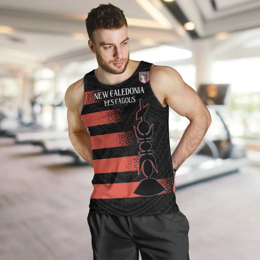 Custom New Caledonia Football Men Tank Top Allez Les Cagous Polynesian Pattern LT14 Black - Polynesian Pride