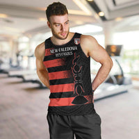 Custom New Caledonia Football Men Tank Top Allez Les Cagous Polynesian Pattern LT14 Black - Polynesian Pride