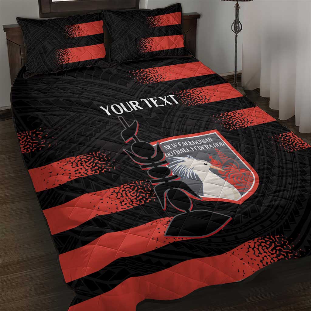 Custom New Caledonia Football Quilt Bed Set Allez Les Cagous Polynesian Pattern LT14 Black - Polynesian Pride