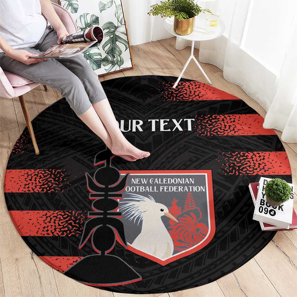 Custom New Caledonia Football Round Carpet Allez Les Cagous Polynesian Pattern LT14 - Polynesian Pride