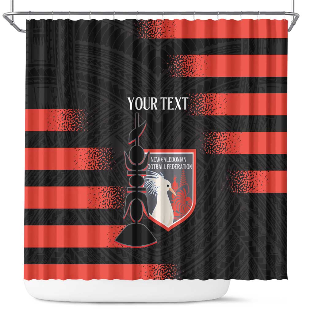 Custom New Caledonia Football Shower Curtain Allez Les Cagous Polynesian Pattern LT14 Black - Polynesian Pride