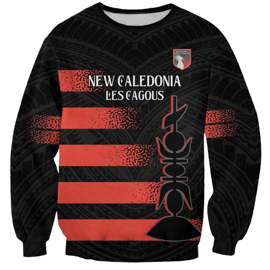 Custom New Caledonia Football Sweatshirt Allez Les Cagous Polynesian Pattern LT14 Unisex Black - Polynesian Pride
