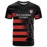 Custom New Caledonia Football T Shirt Allez Les Cagous Polynesian Pattern LT14 Black - Polynesian Pride